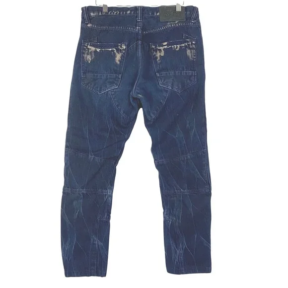 PRPS Demon Fit Moto Jeans Distressed Zippers Dark Wash‎ Denim Mens Sz 32 EUC